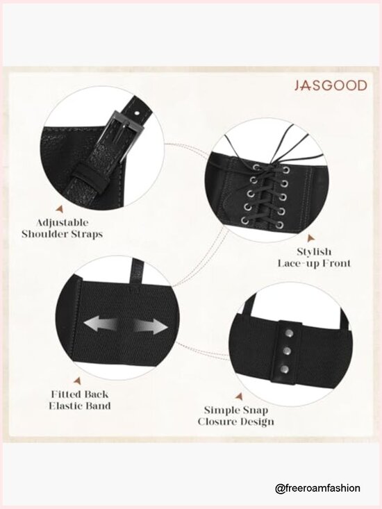 Faux Leather Elastic Underbust Corset Waist Belt Lace-up Steampunk Waspie main image 4